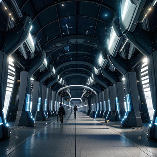 A futuristic, high-tech sorting plant with jets of air propelling materials along a complex, illuminated pathway.